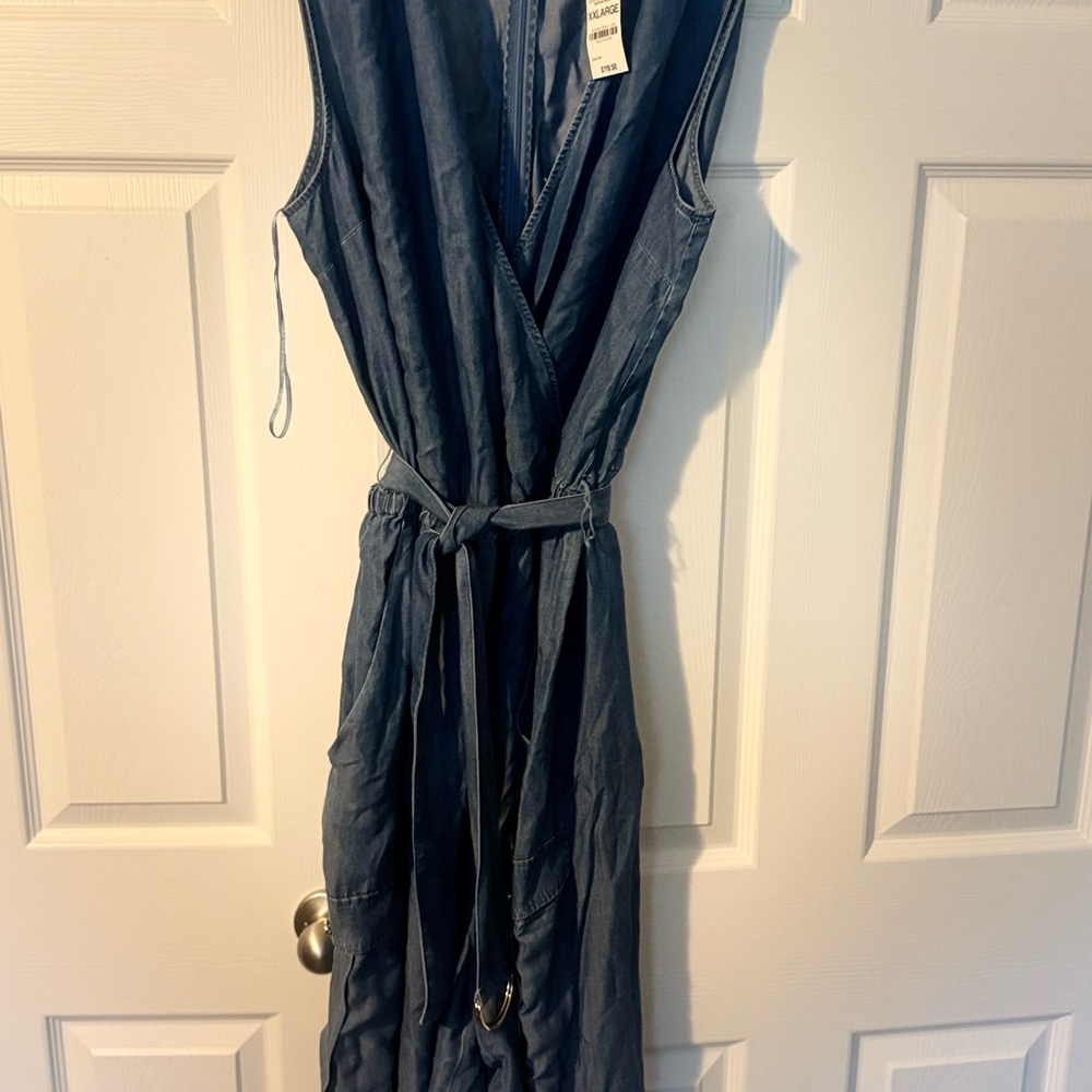 INC International Concepts Red Sleeveless V-Neck Jumpsuit